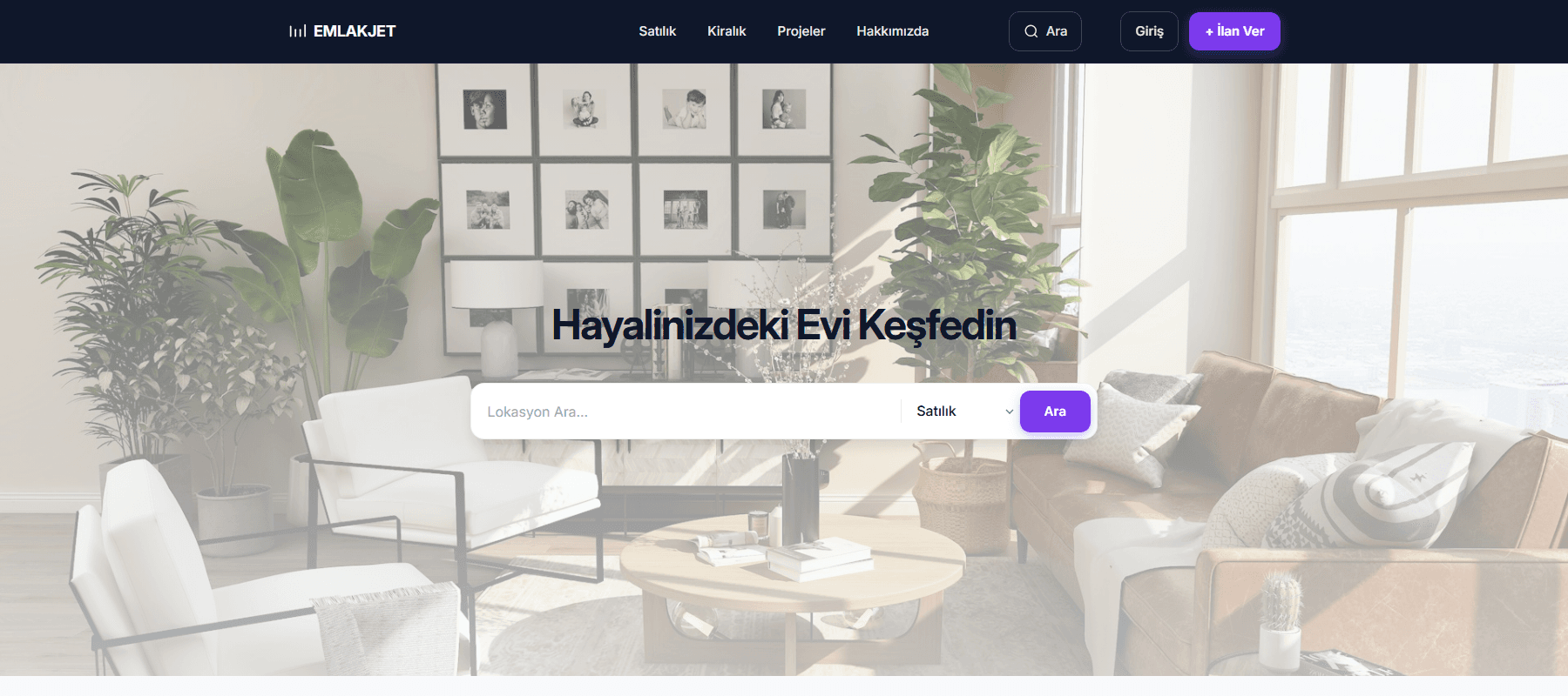 Emlak Sigma ev bulma platformu arayüzü