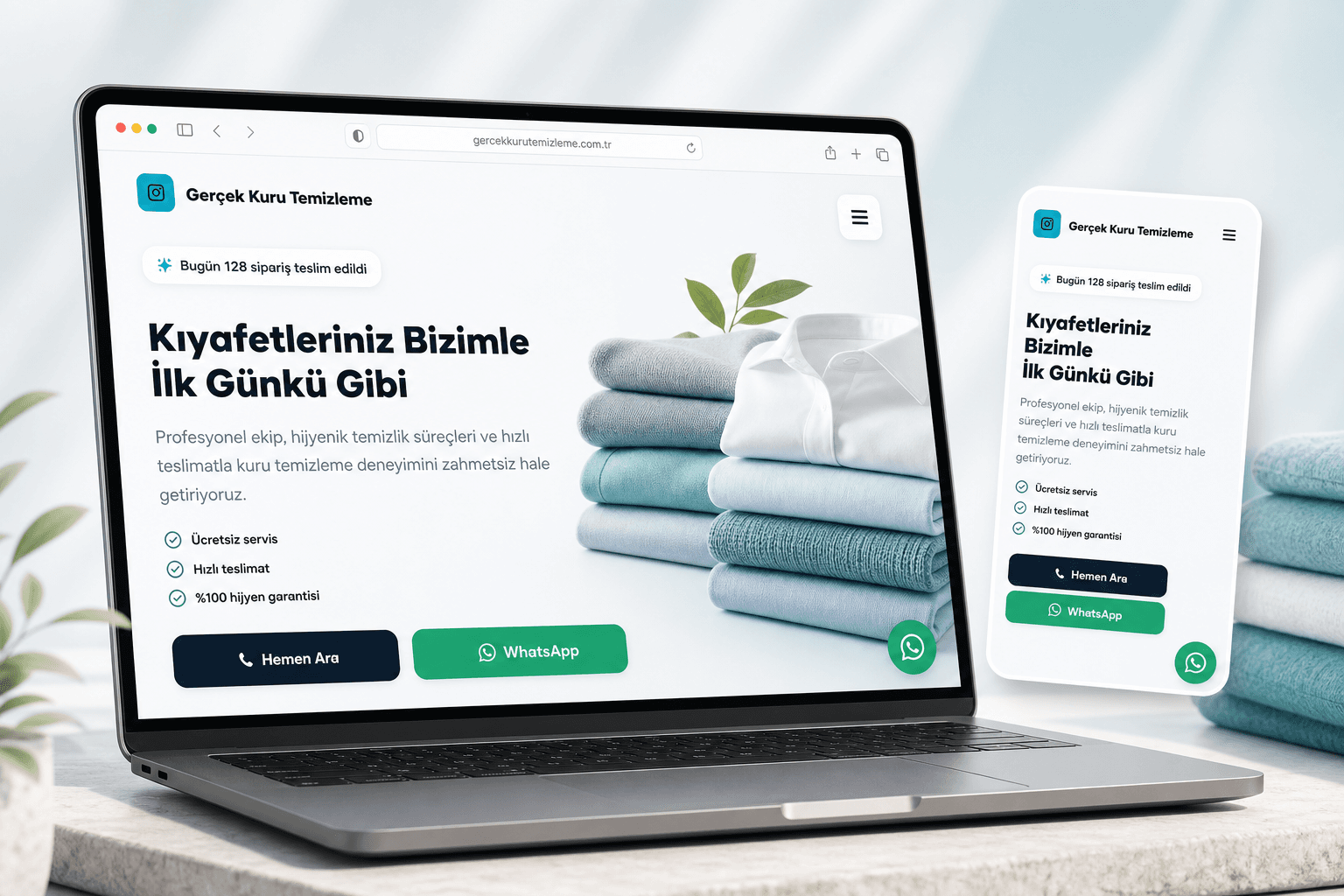 Gerçek Kuru Temizleme web sitesi ana sayfa görünümü