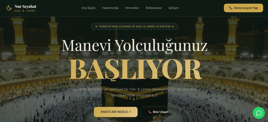 Nur Seyahat Hac ve Umre acentesi web sitesi ana sayfa