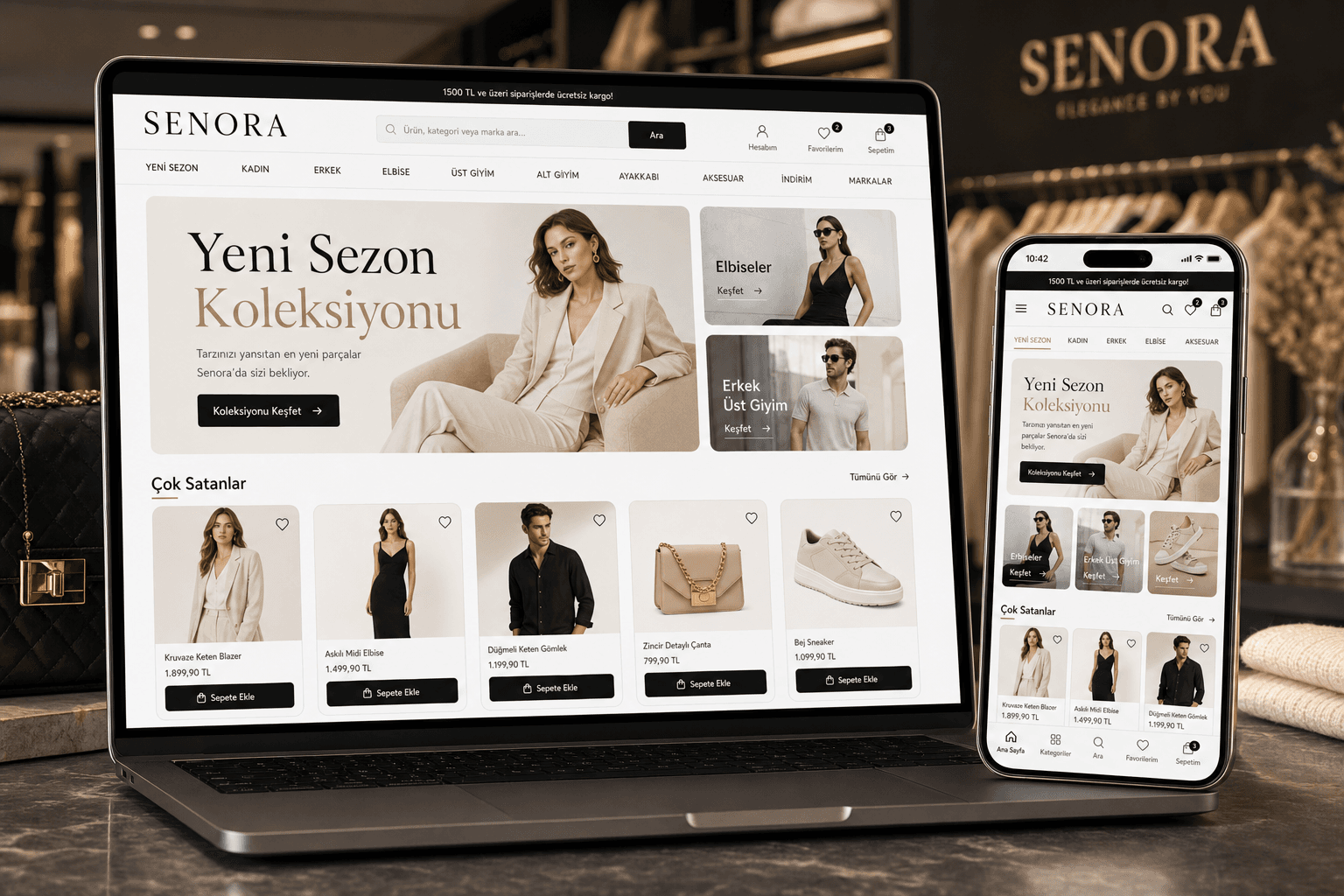 SENORA mobil uygulama ekranları