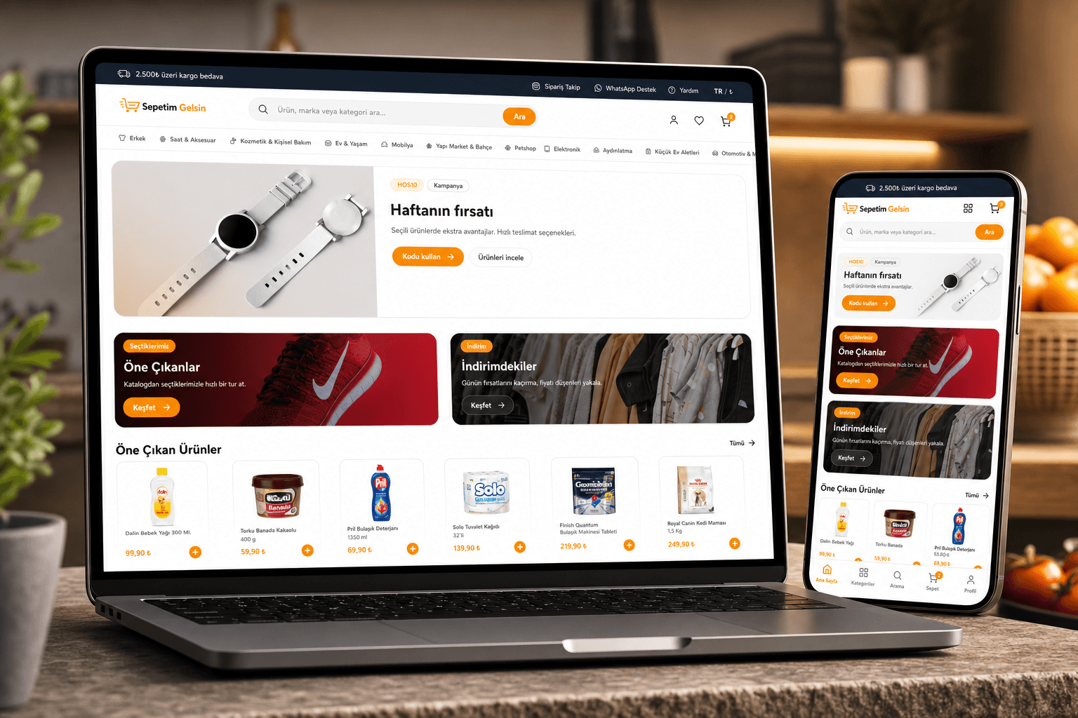 Sepetim Gelsin mobil e-ticaret showcase gorseli