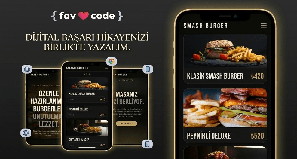 Smash Burger dijital menü mobil tasarımı