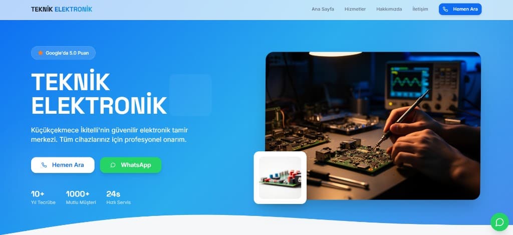 Teknik Elektronik elektronik tamir hizmetleri web sitesi ana sayfa
